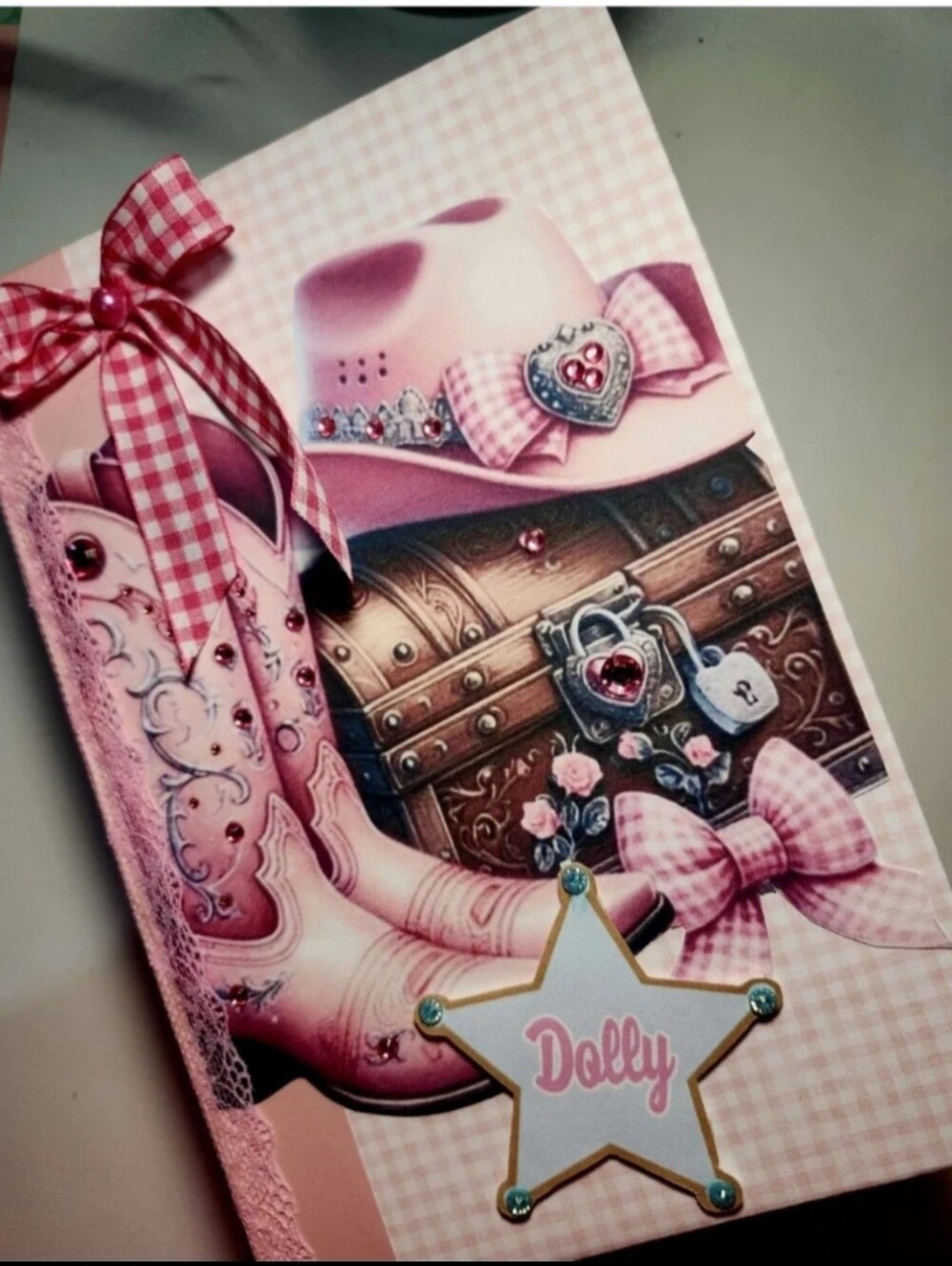 Handmade Lg Pastel Junk Journal "Dolly Parton" Country Western Music Star NEW!